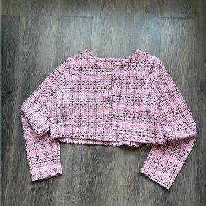Pink Tweed Cropped Jacket